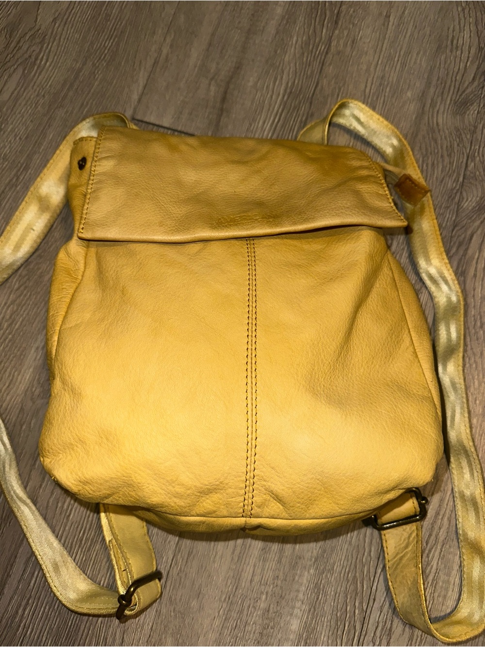 American Leather Co. Cleveland Butter Yellow Leather Backpack Bag Purse